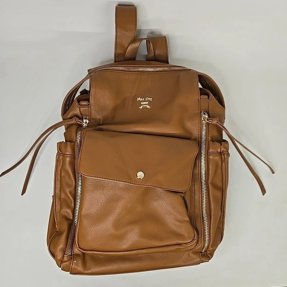 Miss Fong Leather Diaper Bag, Back‎ Pack, Large Capacity